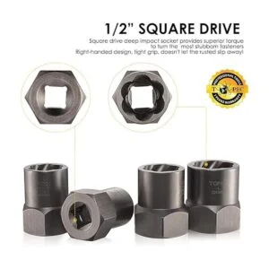 Topec Juego de 5 piezas de removedor de pernos de tuerca