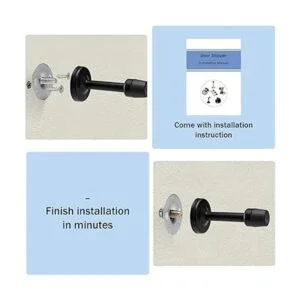 Tope de puerta de pared negro de 4 pulgadas sólido rígido