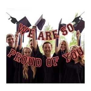 Banner con purpurina roja y negra con texto en inglés We_2