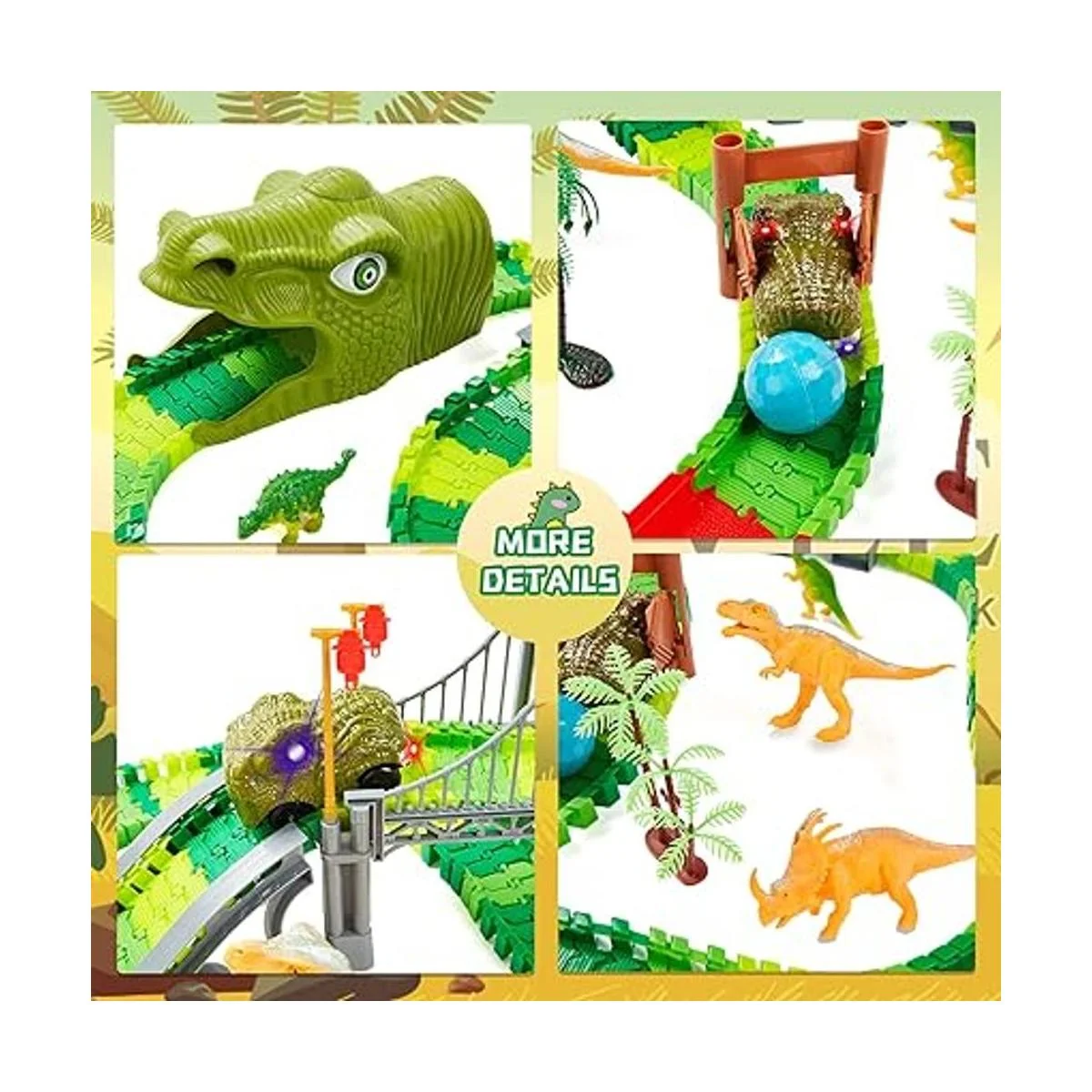 BEMITON Juguetes de dinosaurio pista de autos de_3