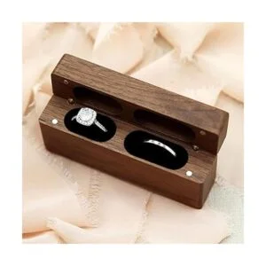MUUJEE Caja de anillo de madera doble delgada soporte de_3