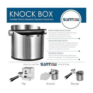 Caja de café SANTOW de acero inoxidable con barra_4