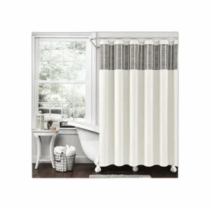 Cortina de ducha de algodón teñida con hilo de rayas 71.7_1