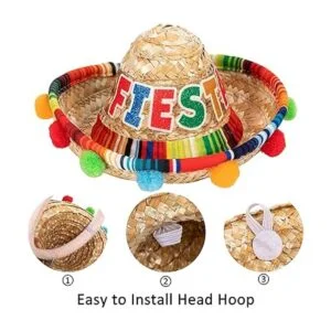 JOYIN 6 piezas Cinco De Mayo Fiesta de tela y paja_2