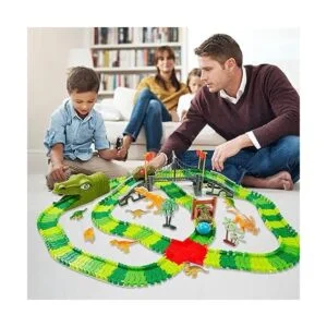 BEMITON Juguetes de dinosaurio pista de autos de_4