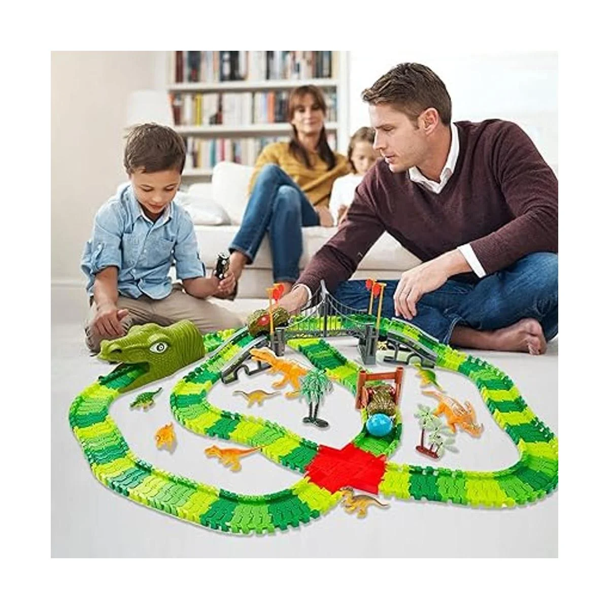 BEMITON Juguetes de dinosaurio pista de autos de_4