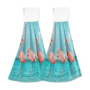 Paquete de 2 toallas de mano de flamenco de verano playa