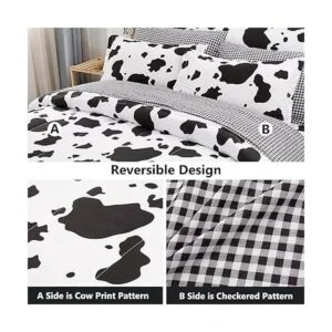 PERFEMET Juego de edredón con estampado de vaca juego de
