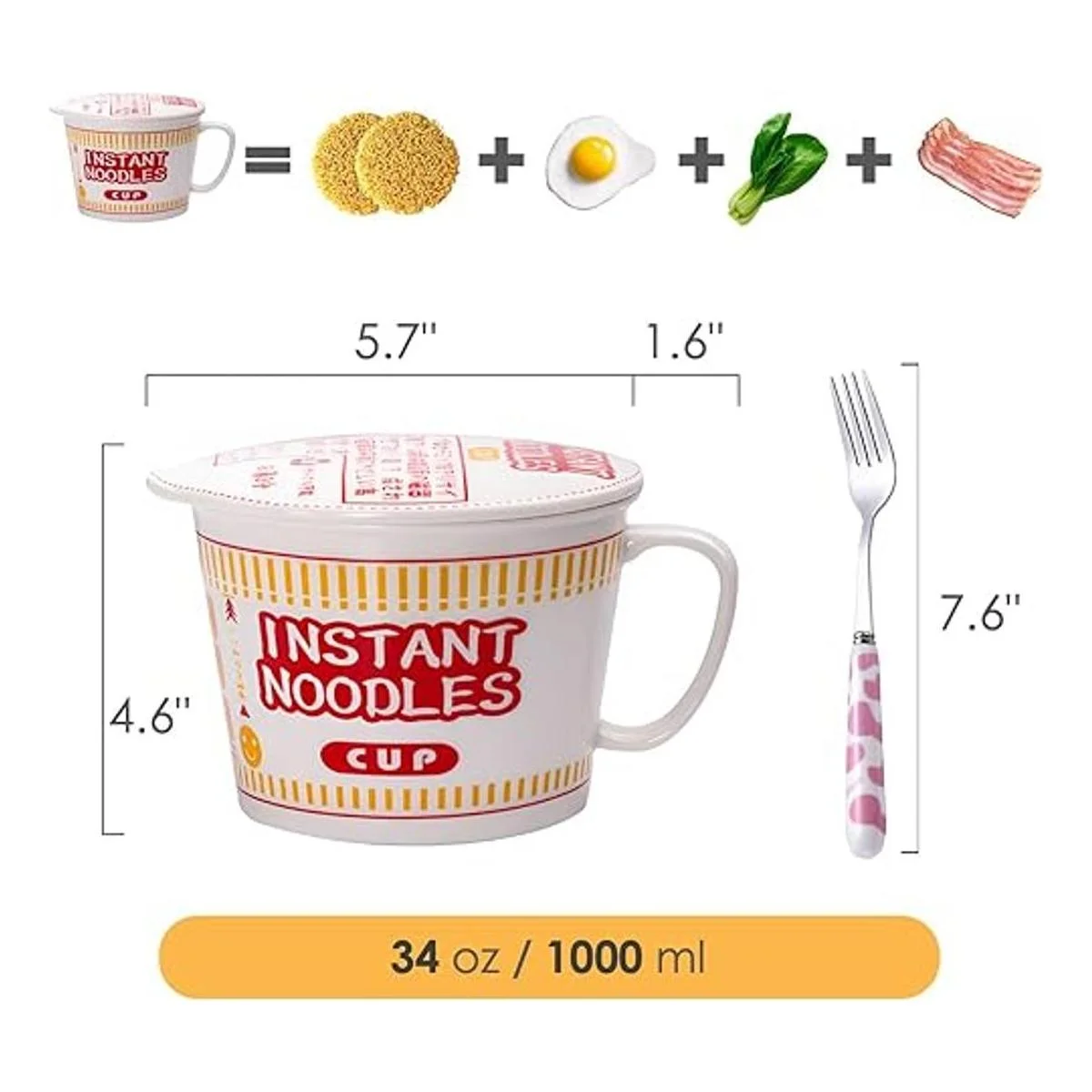 Tazón de cerámica de 34 onzas con tapa cuenco de fideos_2