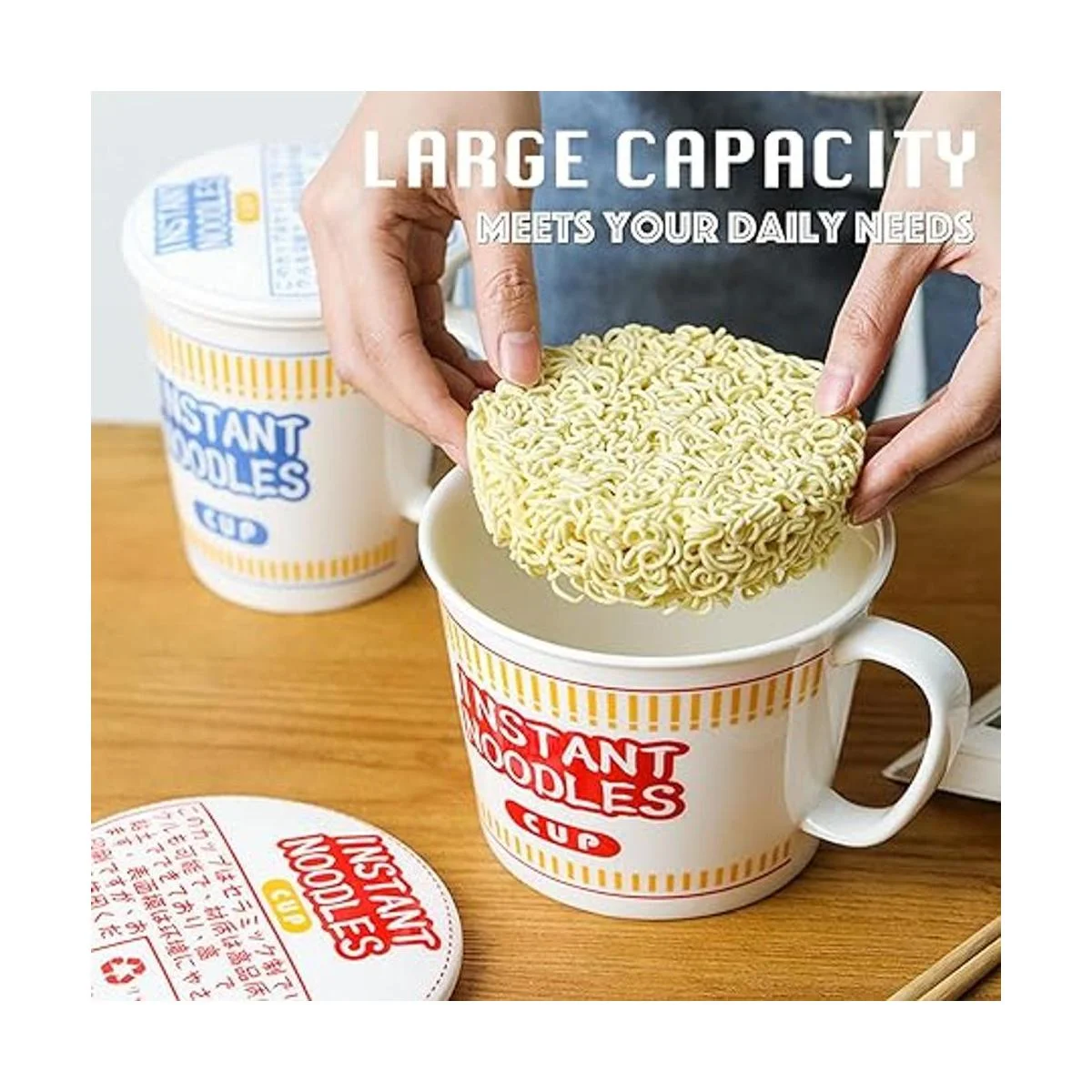 Tazón de cerámica de 34 onzas con tapa cuenco de fideos_5