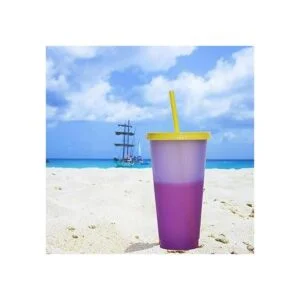 5 vasos de plástico reutilizables de 24 onzas con tapa y_4