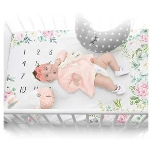 Manta mensual de hitos para bebé tabla de crecimiento