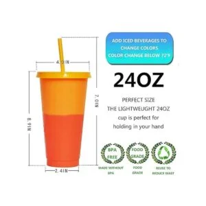 5 vasos de plástico reutilizables de 24 onzas con tapa y_3