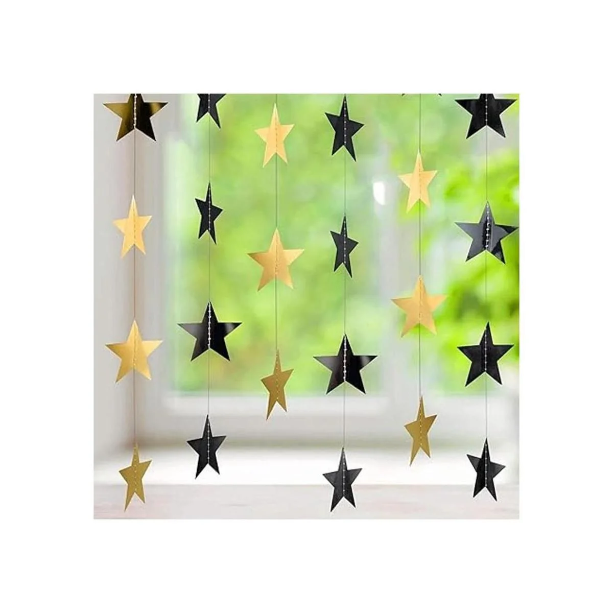 Guirnalda de papel de estrella con purpurina de 130 pies_3