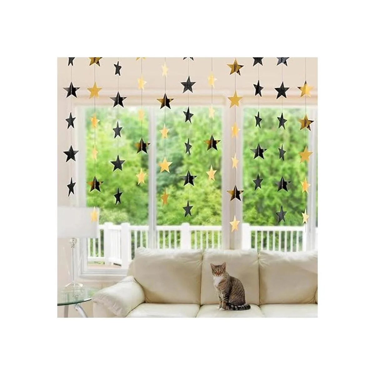 Guirnalda de papel de estrella con purpurina de 130 pies_5