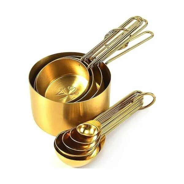 TOPZEA Juego de 9 tazas y cucharas medidoras de acero