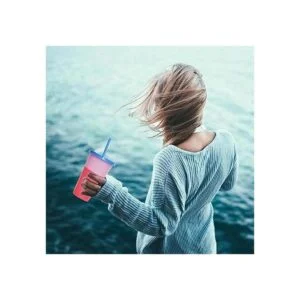 5 vasos de plástico reutilizables de 24 onzas con tapa y_5