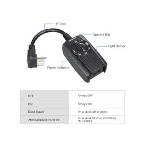 DEWENWILS Temporizador de sensor de luz para exteriores_5