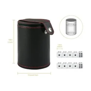 GWHOLE Juego de tazas de dados de piel con compartimento_2