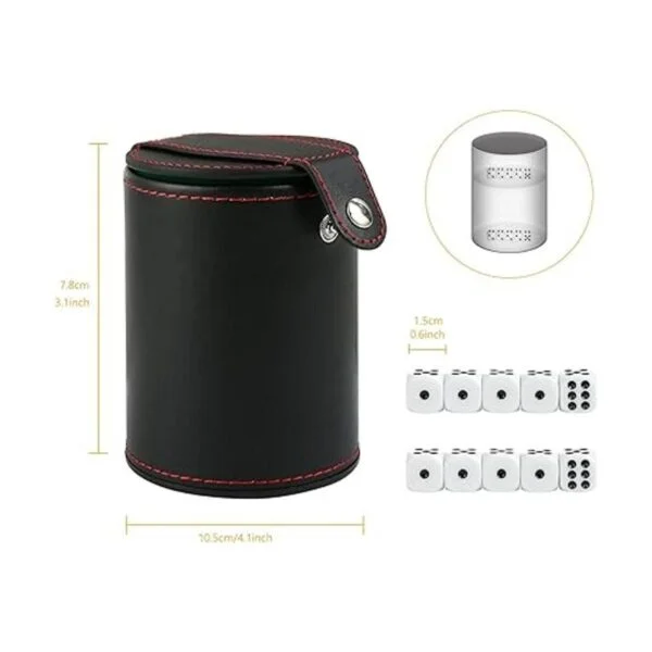 GWHOLE Juego de tazas de dados de piel con compartimento_2