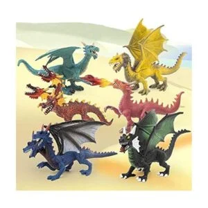 Hiawbon 6 piezas de figuras de dragón realista antiguo de_6