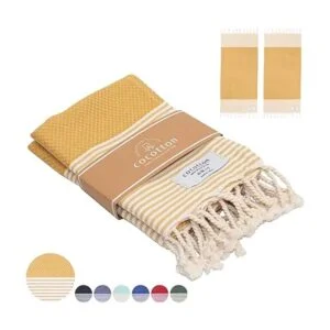 COCOTTON Juego de 2 toallas de mano turcas a rayas_2