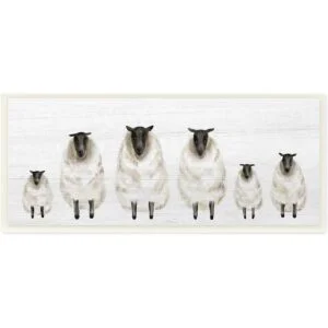 Stupell Industries Fluffy Farm Sheep Minimal White Plank_1