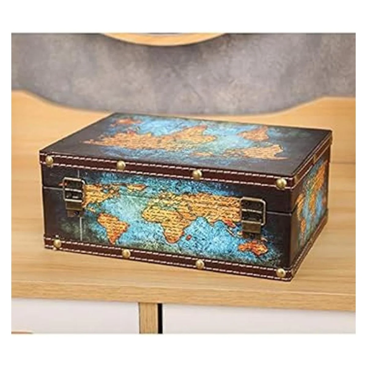 Joyería de recuerdo de madera vintage con superficie de_3