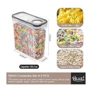 PRAKI Juego de 5 recipientes de almacenamiento de