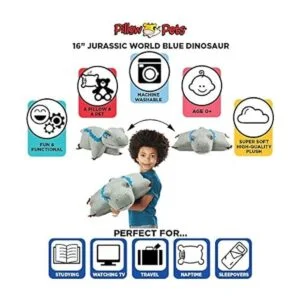 Pillow Pets Peluche Velociraptor azul de 16 pulgadas_4