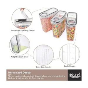 PRAKI Juego de 5 recipientes de almacenamiento de
