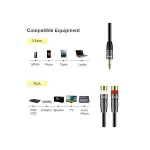 JD Cable de audio RCA dual de 0.138 in a 0.138 in macho a_4