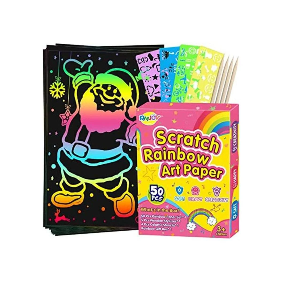 RMJOY Juegos de papel para raspar arcoíris 59 piezas de_1