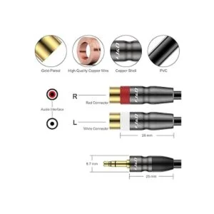 JD Cable de audio RCA dual de 0.138 in a 0.138 in macho a_2