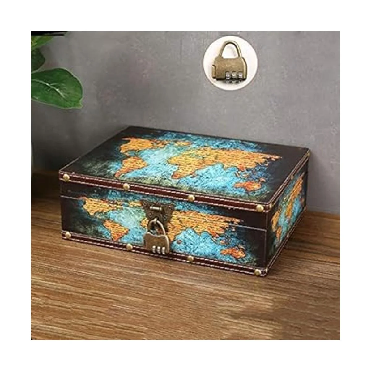 Joyería de recuerdo de madera vintage con superficie de_2