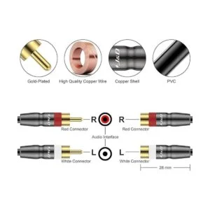 JD 2 cables de extensión RCA macho a hembra carcasa de_2