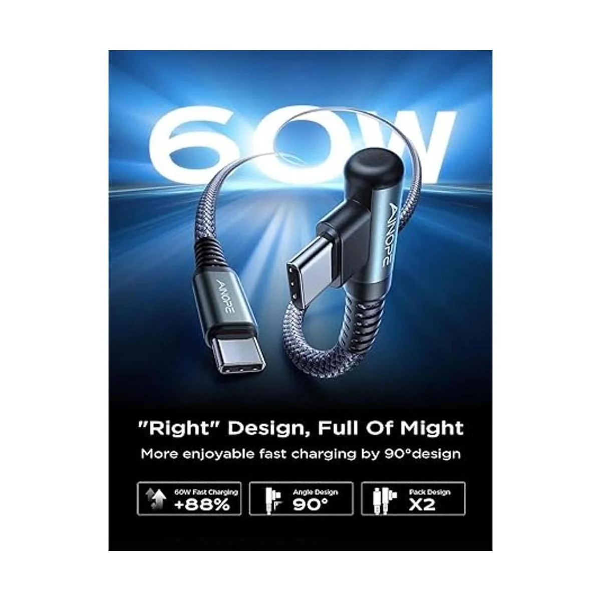Cable USB C a USB C de 60 W paquete de 2 cables AINOPE_2