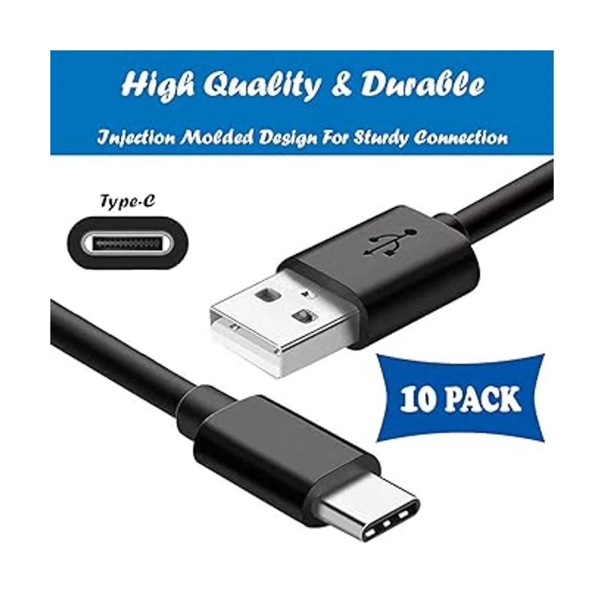 TekSonic USBA a USBC cable de carga rápida paquete de 10_2