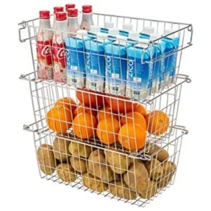 SANNO Cestas de alambre apilables para almacenamiento y
