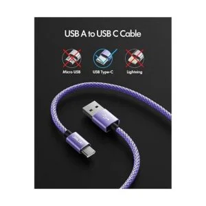 JALIXI Cable USB A a USB C morado 20 pies cable de_2