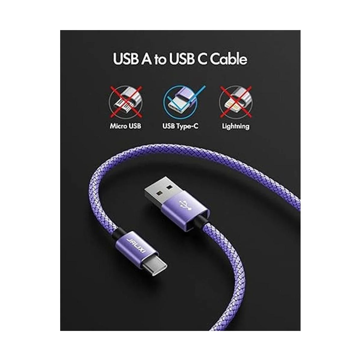 JALIXI Cable USB A a USB C morado 20 pies cable de_2