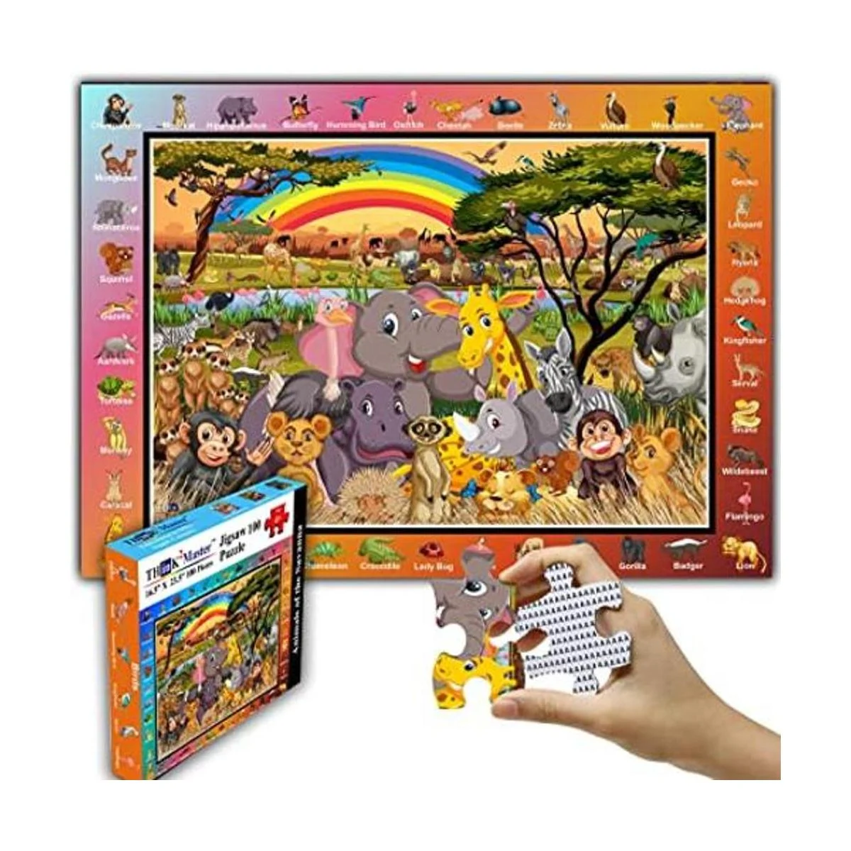 Think2Master Rompecabezas de 100 piezas de animales de la_1
