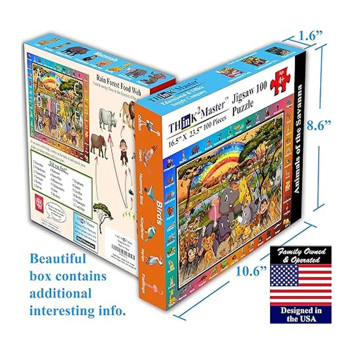 Think2Master Rompecabezas de 100 piezas de animales de la_5