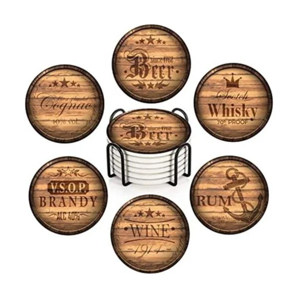 Britimes Juego de 6 posavasos para bebidas absorbentes con_1