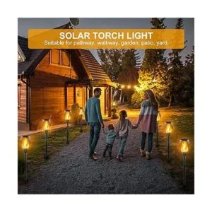 Awethone Luz solar de 33 LED con llama parpadeante