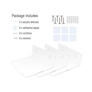 Estantes de pared adhesivos pequeños de acrílico 3