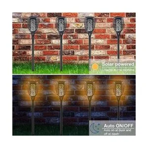 Awethone Luz solar de 33 LED con llama parpadeante