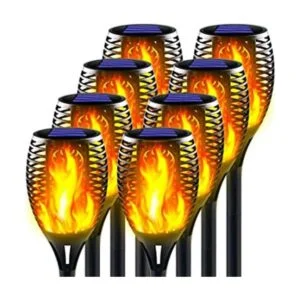 Awethone Luz solar de 33 LED con llama parpadeante