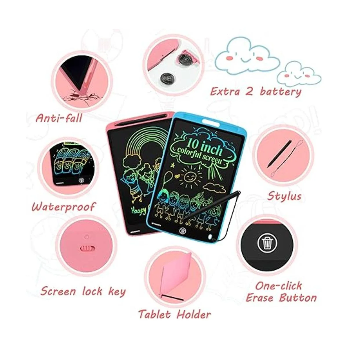 Tableta de escritura LCD paquete de 2 almohadillas de_3
