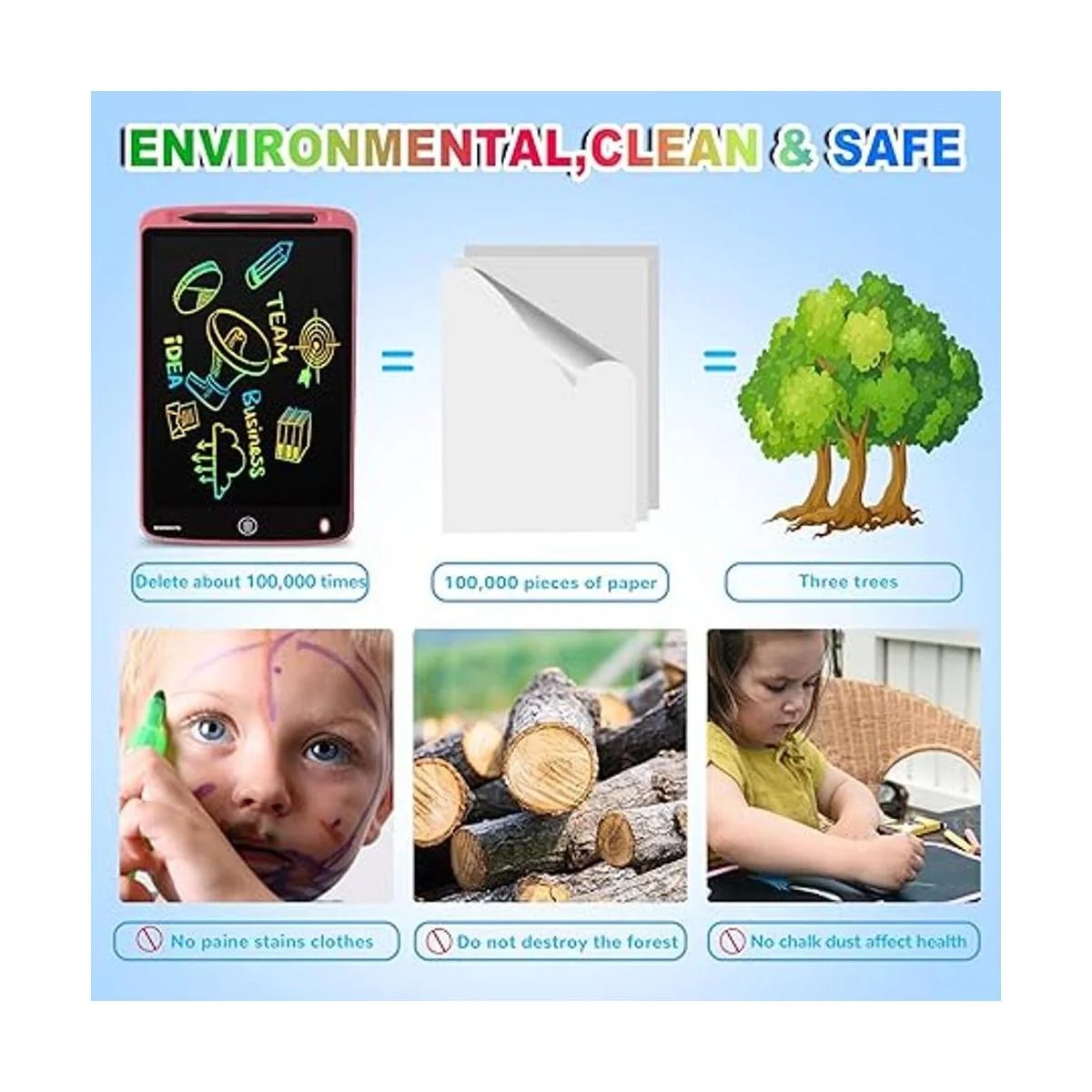 Tableta de escritura LCD paquete de 2 almohadillas de_5